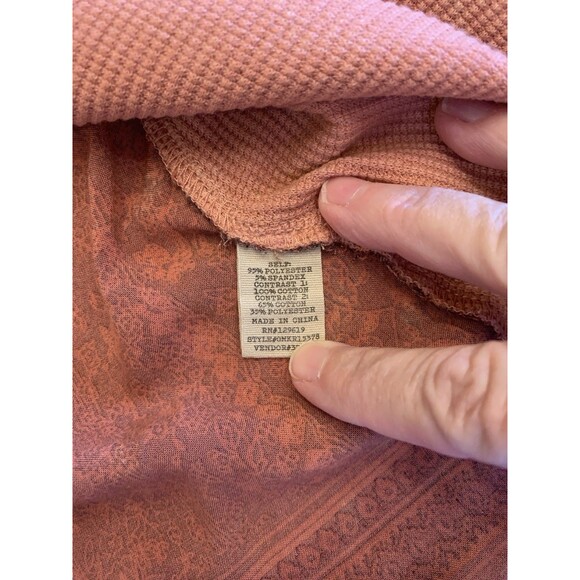 Vtg 90’s Gimmicks By BKE Pink Shirt Top Crochet Mixed Print Thermal Boho Small - Picture 13 of 15